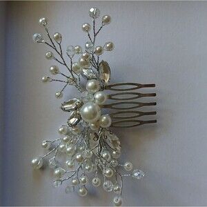 Ivory faux Pearl & Rhinestone Wedding Hair Accessory Comb